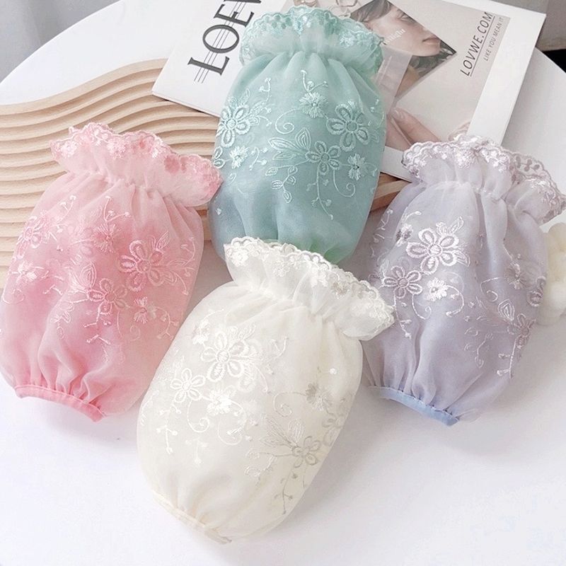 爆款双层蕾丝袖套女秋冬韩版学生网纱袖防污耐脏办公室羽绒服袖套