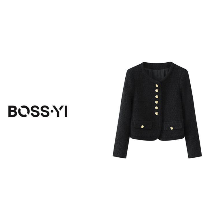 【毛毛专属】LINE家粗花呢订制金扣鹅绒夹克TYAW255