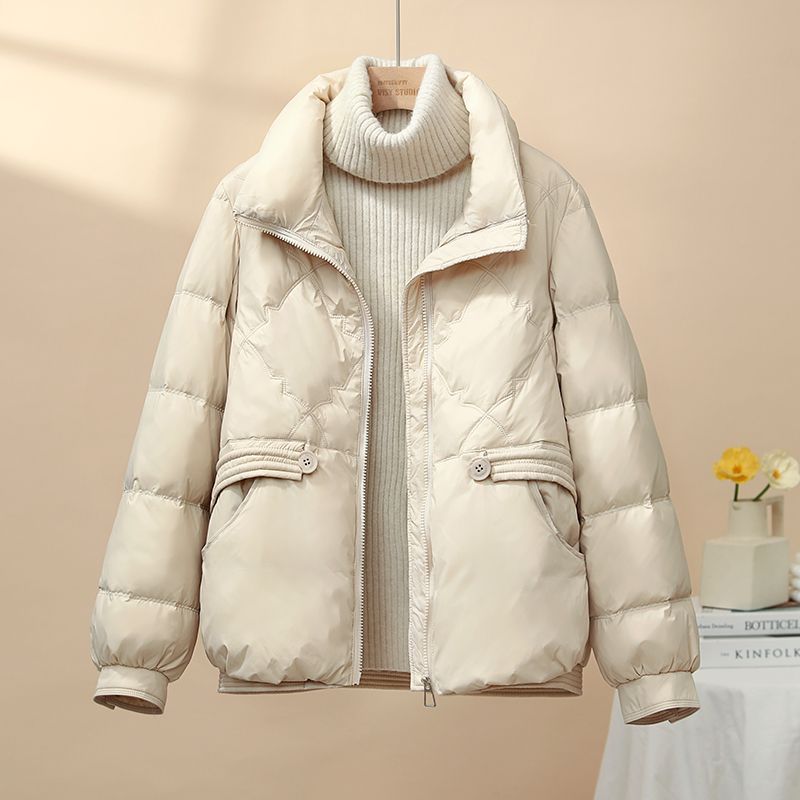 新款短款羽绒服女20233年新款时尚立领棉衣百塔保暖冬装显瘦外