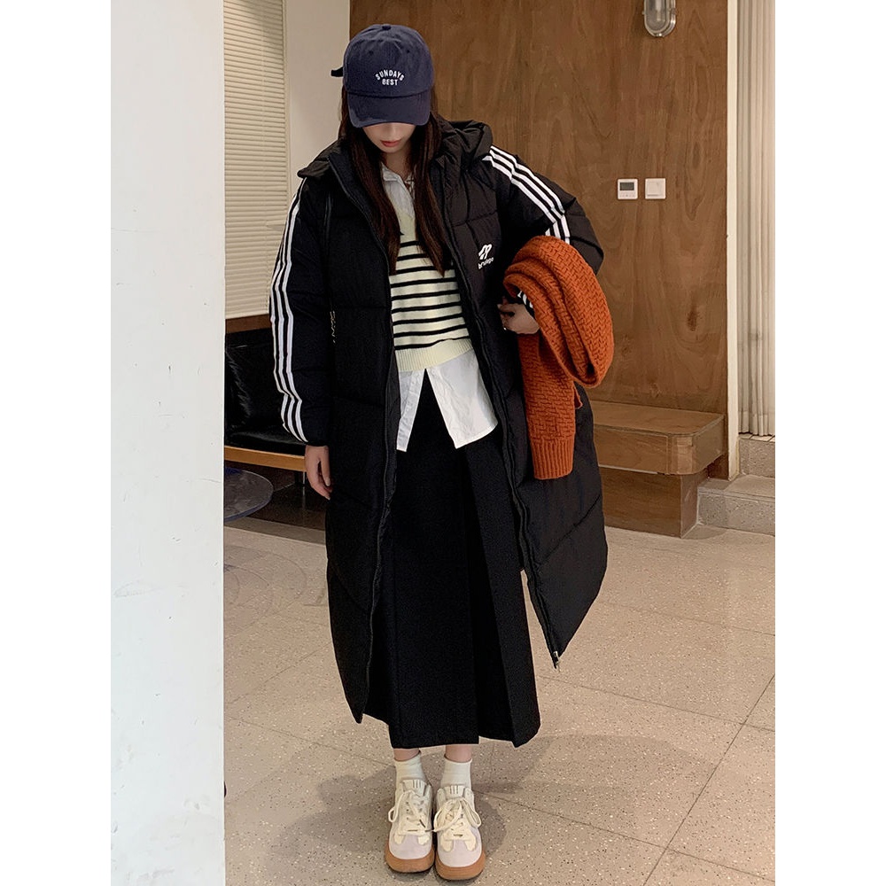 大码胖300斤长款羽绒羽绒棉女冬季宽松慵懒风气质棉衣羽绒羽绒棉