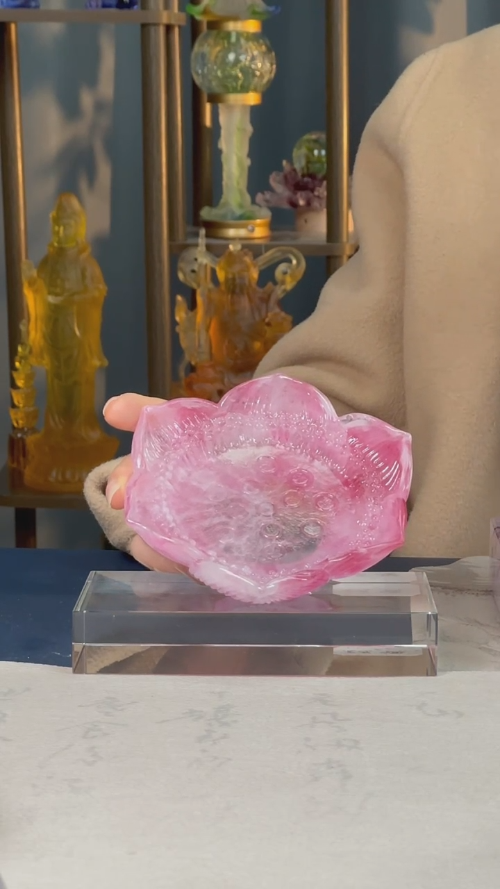 【闪购商品】琉璃莲蓬壶承粉色