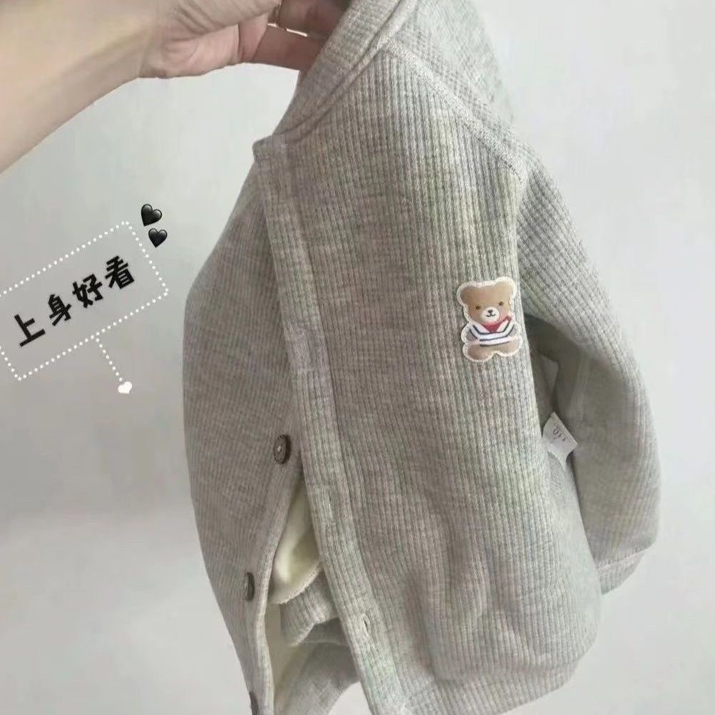 【爆款推荐】婴儿衣服秋冬针织上衣男宝宝长袖开衫单件保暖加绒