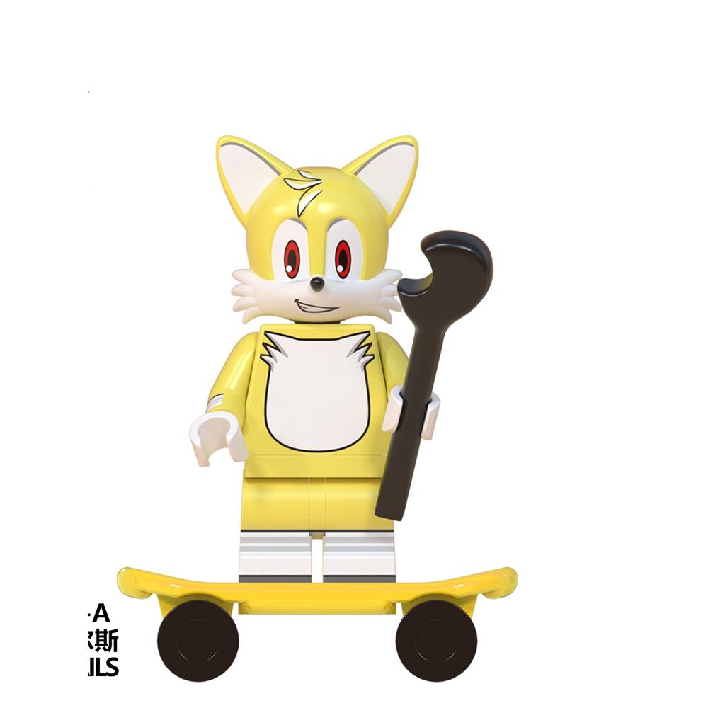 中国积木索尼克抽抽音速第三方滑板游戏动漫拼插积木人仔儿童玩具