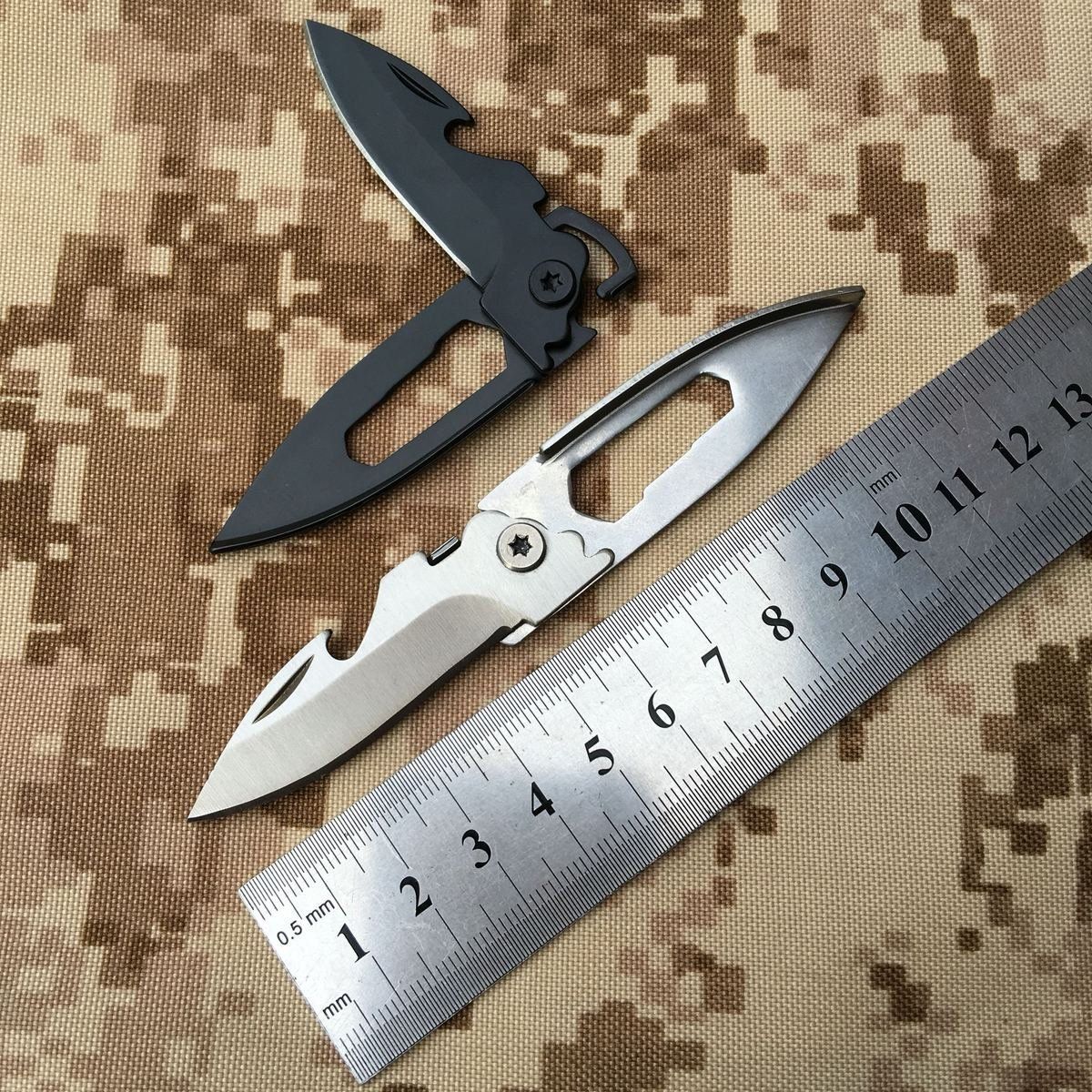 户外多功能钥匙扣刀 柳叶双开野外求生折刀 迷你军刀防身工具刀