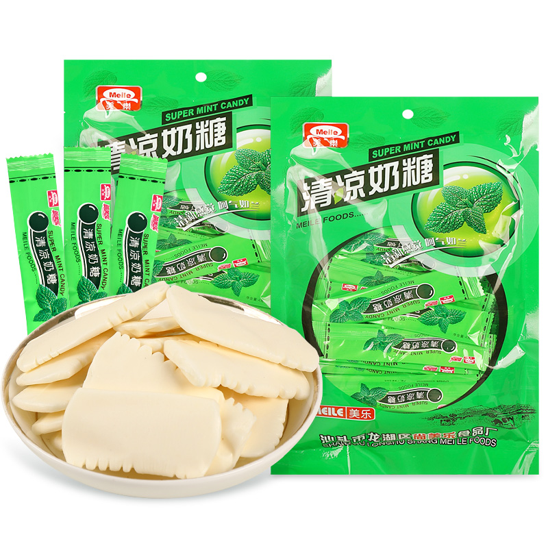 尚美乐清凉奶糖老式薄荷味奶糖158g/258g盒装8090童年怀旧小零食