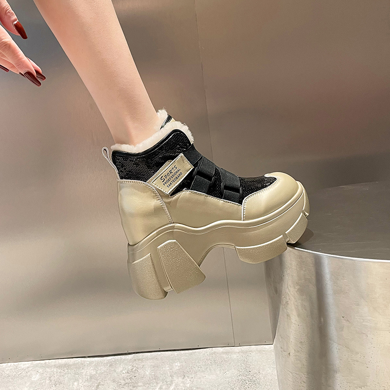 【红姐推荐】ins网红复古风厚底高跟9CM马丁靴女弹力短靴8170-95