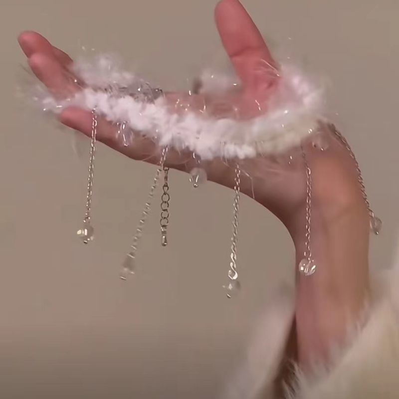 非金属项链 纯欲感~毛绒绒流苏项链秋冬choker轻奢简约百搭锁骨链