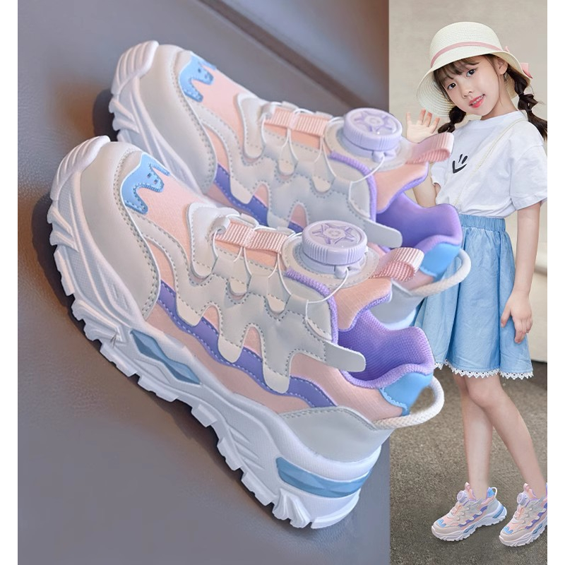 乔丹女童鞋运动鞋2023秋冬新款儿童鞋子中大童旋转纽扣透气老爹鞋