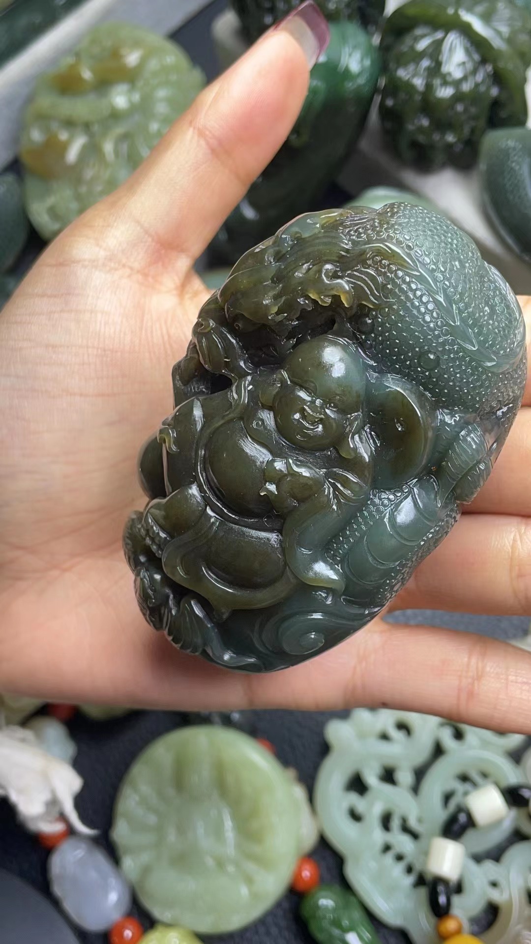 天然和田玉手把件