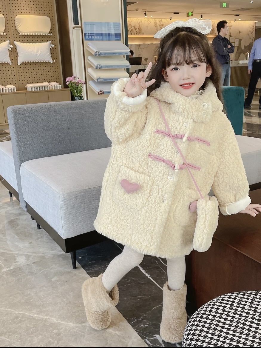 女童外套2023新款羊羔毛加绒加厚大衣女宝冬季时髦洋气保暖毛毛衣