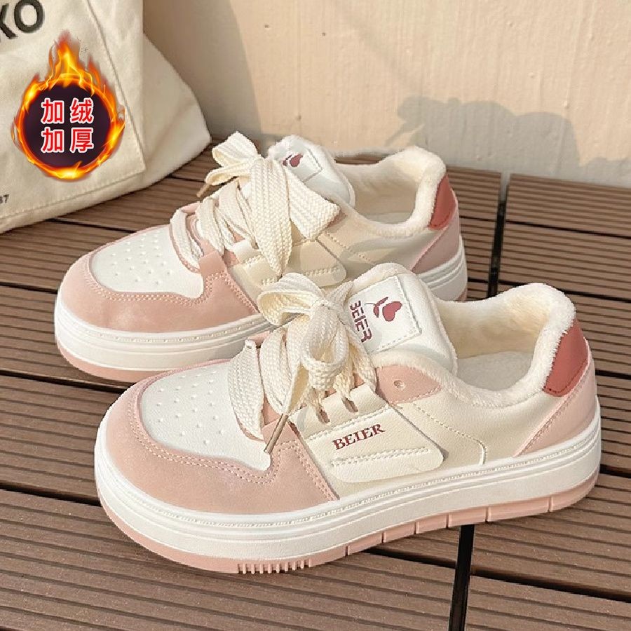 回力瑞2023年冬季ins新款百搭透气运动休闲小众厚底板鞋加绒韩版