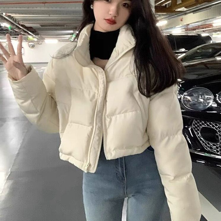 羽绒衣小个子韩系白色短款立领羽绒棉服女冬季2024年新款棉衣外套