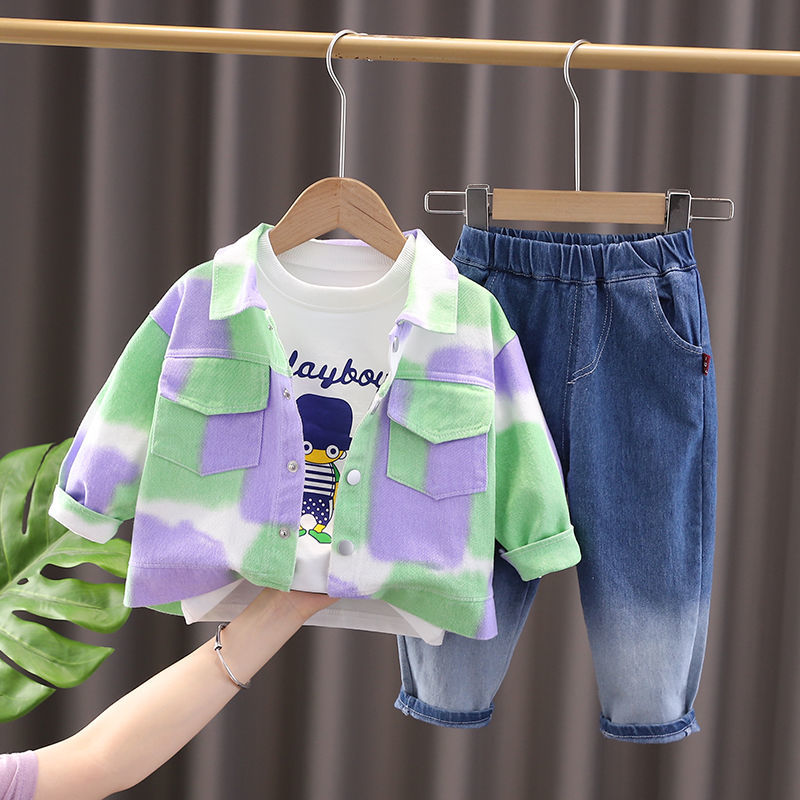 男童秋装套装2023新款时髦潮流潮童装三件套1一2-3岁宝宝春秋衣服