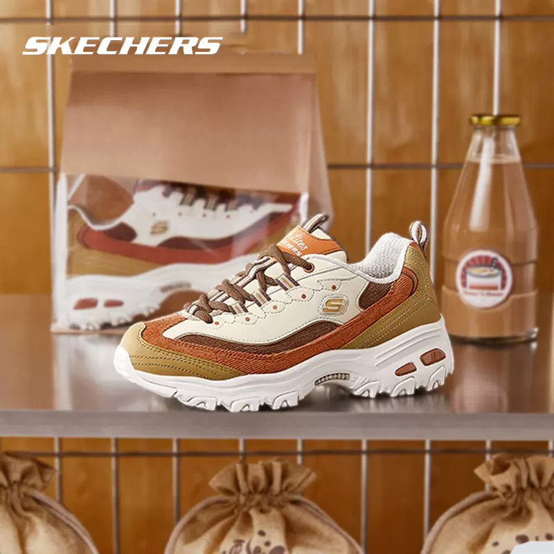 Skechers斯凯奇女鞋熊猫鞋新款复古轻便透气老爹鞋厚底休闲运动鞋