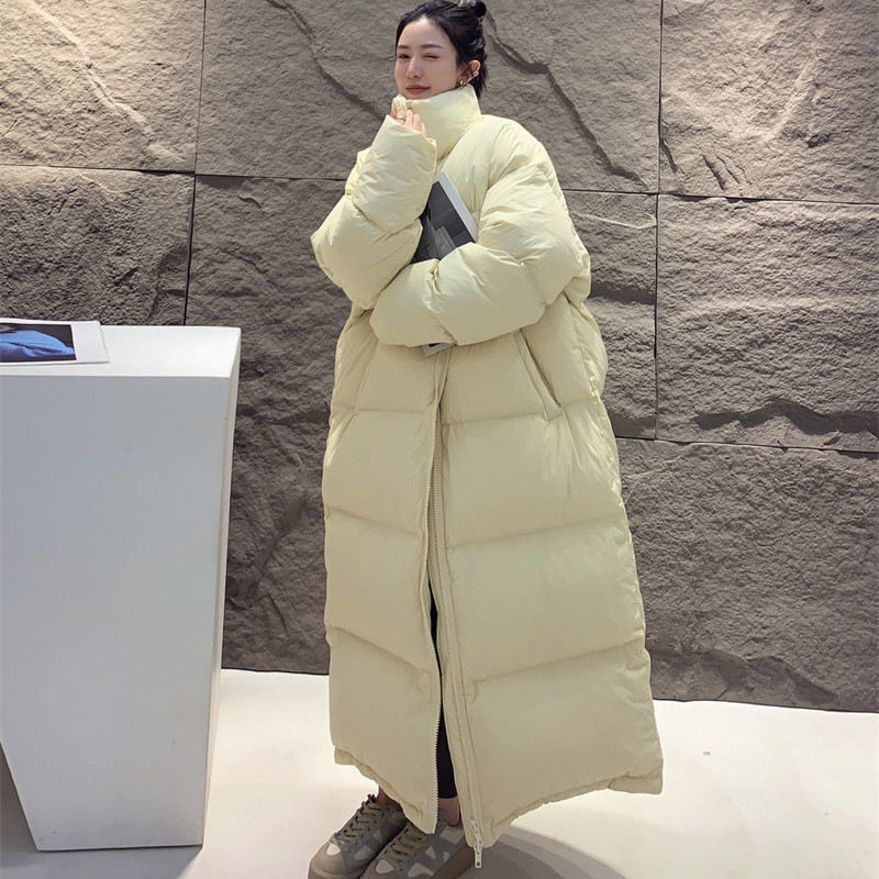 波司澄2023新款羽绒服宽松超长加厚韩版过膝长款鸭绒情侣外套冬季