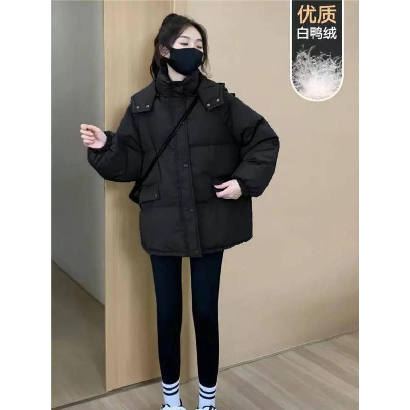 短款羽绒服女冬季2023年新款欧货宽松加厚白鸭绒小个子面包服外套