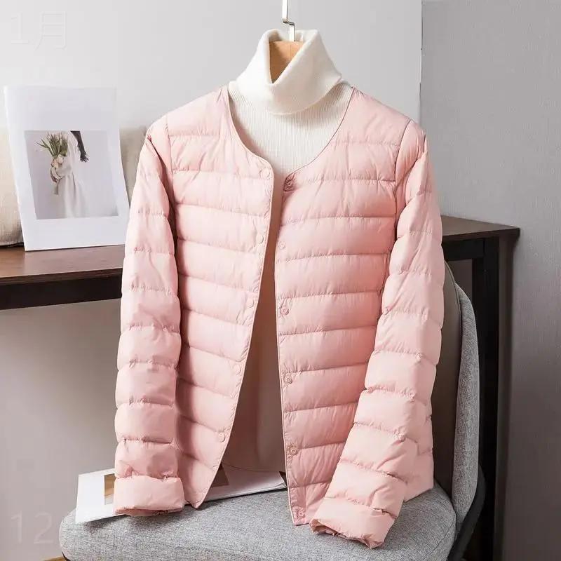 流潮新款新款轻薄羽绒棉女短款2023新款圆领保暖内胆修身内穿打底