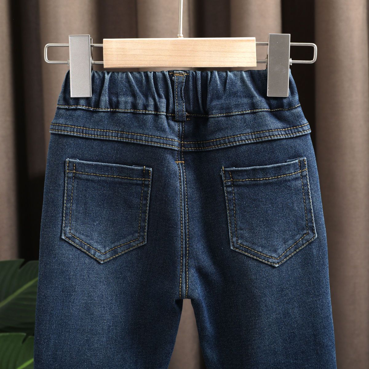 冬上新女童加绒牛仔裤秋冬新款宝宝洋气韩版一体绒加厚修身保暖长