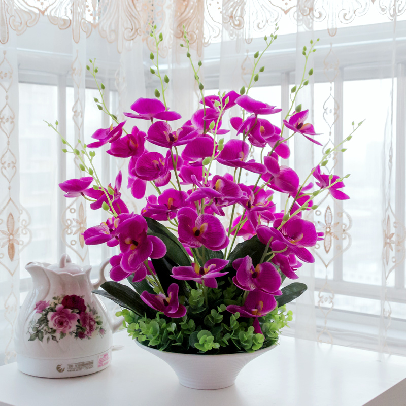 包邮蝴蝶兰仿真花套装假花客厅卧室摆放花艺装饰花塑料花干花绢花