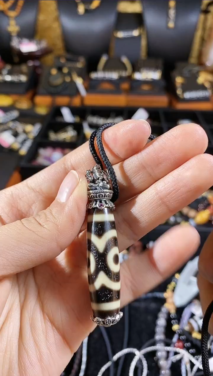 【闪购商品】玛瑙/玉髓颈饰银S925镶嵌Z11003多样性DIY三眼竖款吊坠