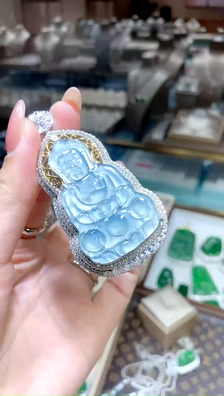【闪购商品】翡翠颈饰银S925镶嵌观音吊坠发一件