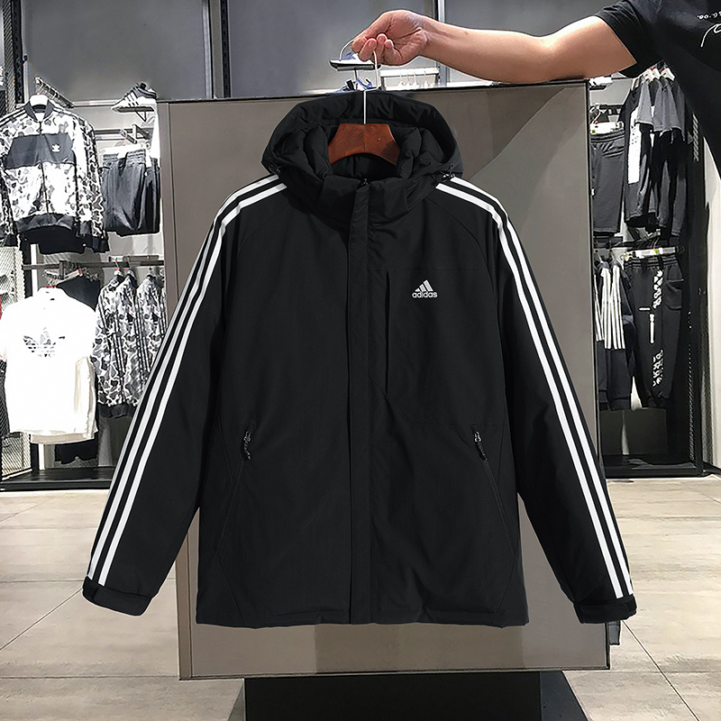 三叶草绽晴运动羽绒服男女款情侣装双面穿保暖可脱卸帽户外羽绒衣