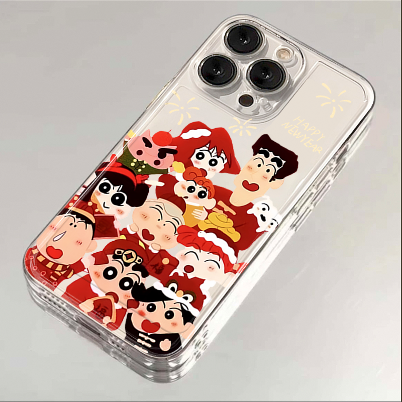 小新新年快乐iphone15苹果手机壳14promax硅胶13pro透明12创意11