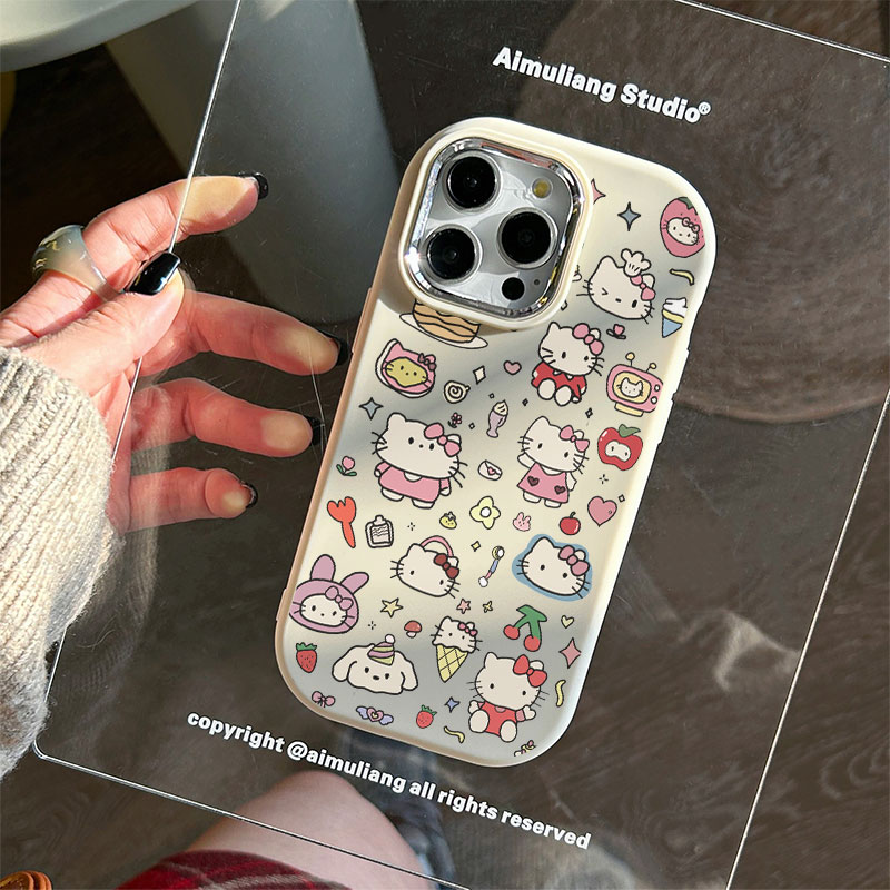 满屏凯蒂苹果15手机壳iPhone14promax大孔7/8plus创意13/12/11/xr