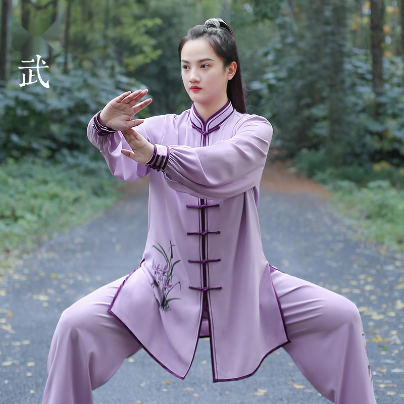 太极服男女棉加丝春秋太极拳服装武术练功服中老年晨练表演服兰花
