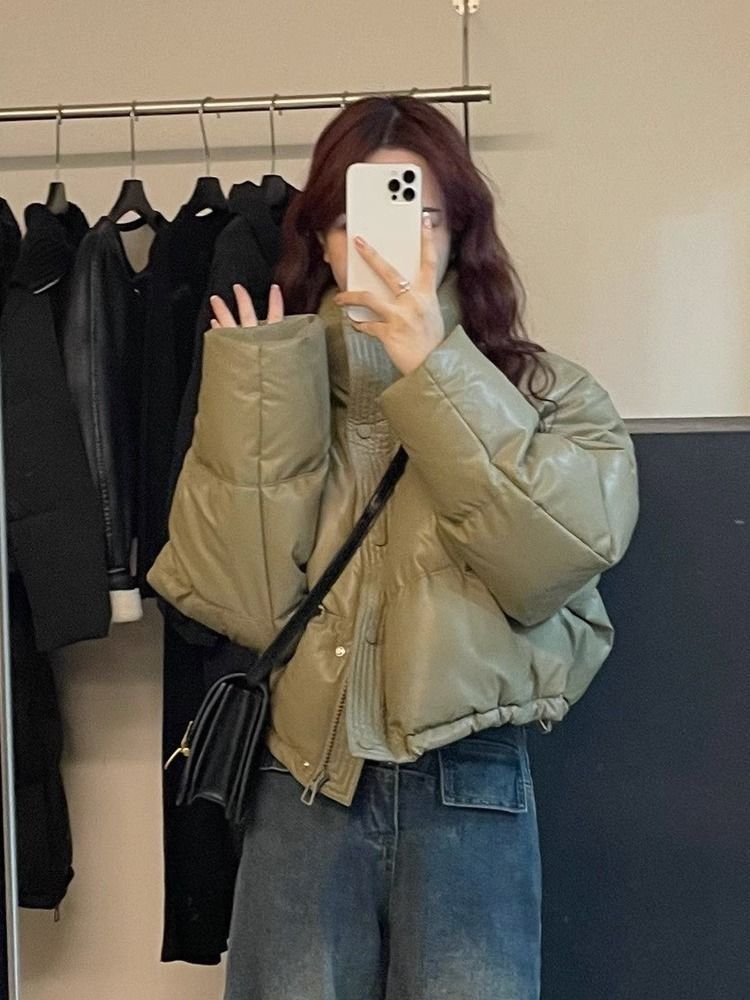 免洗加绒棉服女短款高腰2023宽松加厚加厚面包服小个子外套棉袄潮