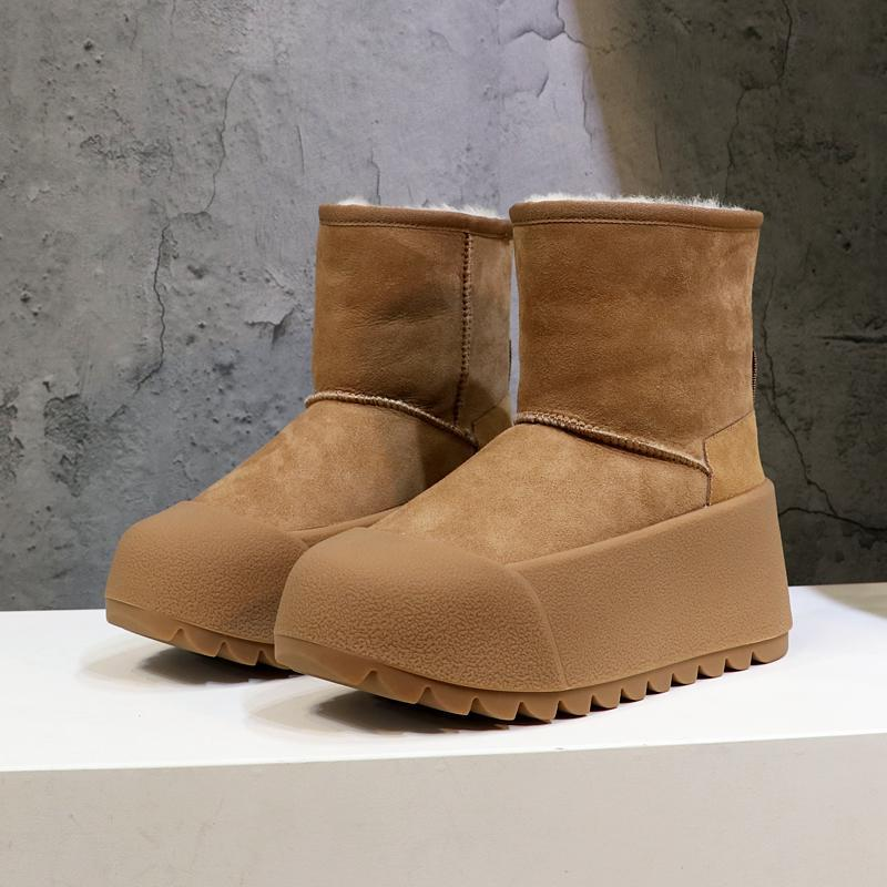 红蜻蜓牌冬季短筒雪地靴女短筒厚底增高加厚加绒保暖时尚百搭防滑