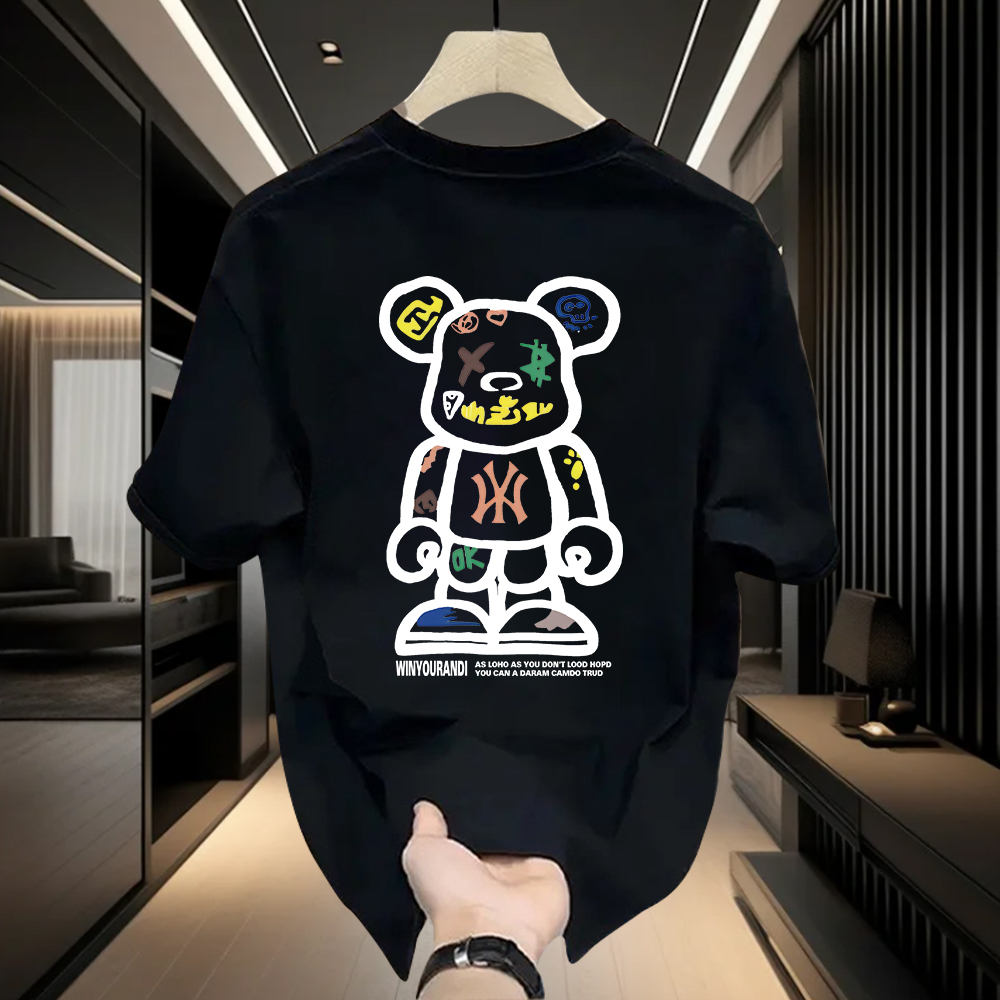 美式痞帅重磅纯棉短袖T恤青年男女款夏季ins潮牌街头宽松圆领上衣