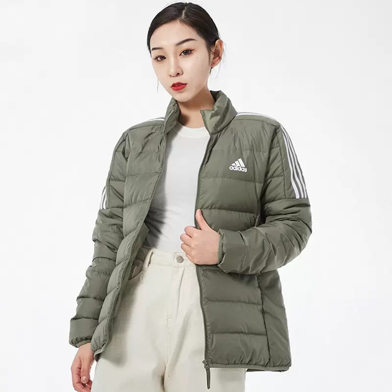 Adidas阿迪达斯秋冬加绒女款运动正品简约百搭立领保暖外套GH4596