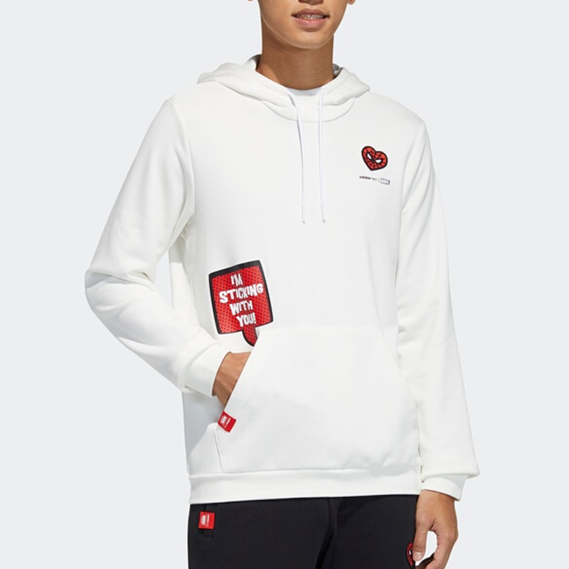 Adidas男装2023夏季新款漫威蜘蛛人联名情人节卫衣套头衫H55130