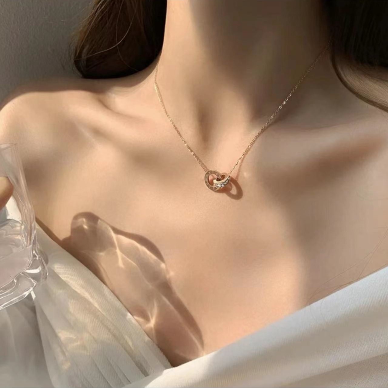 大牌款罗马双环项链