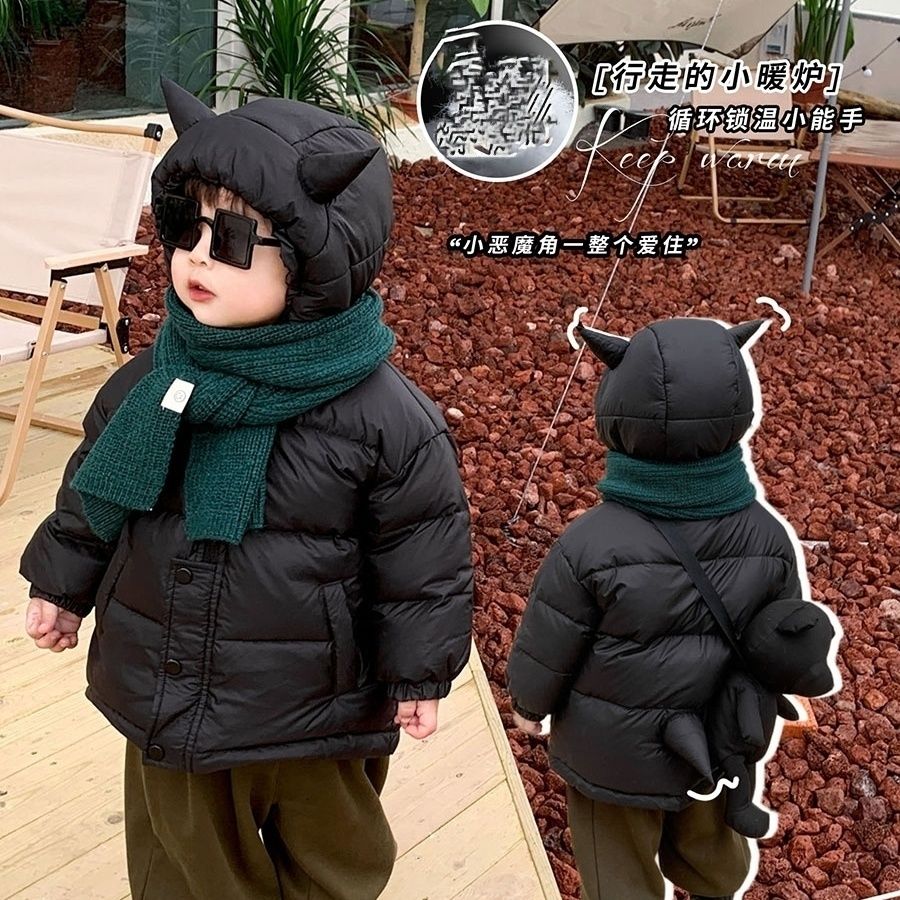 童装冬装新款男童小恶魔羽绒服儿童加厚外套宝宝保暖衣
