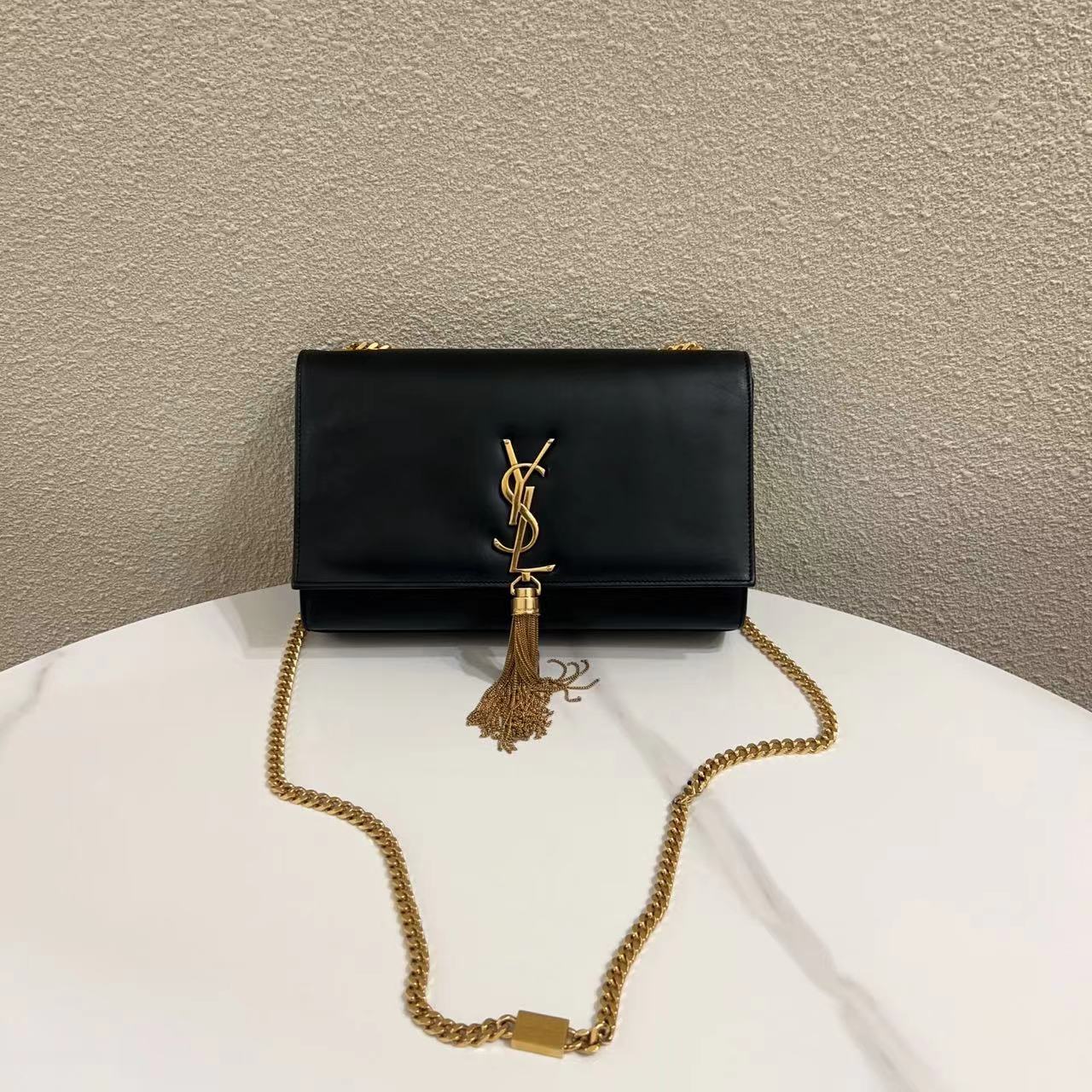 95新   蔚蓝/YSL 圣罗兰/黑金 光面 流苏 Kate 中号/超难买