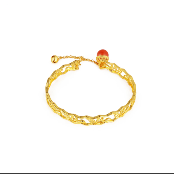 QSM 时尚镂空古法玲珑小鹿手镯美女款（基地质检+带证书+附礼盒）