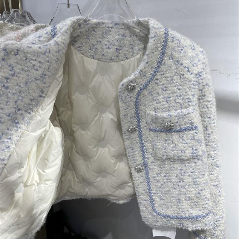 法式名媛小香风羽绒服女冬季新款轻奢保暖白鸭绒小个子短外套