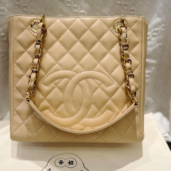 大吉中古/香奈儿奶茶色pst单肩包