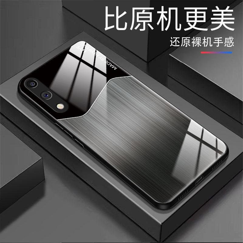 适用于荣耀9x手机壳HONOR9x渐变墨黑男款防摔玻璃硬壳全包式