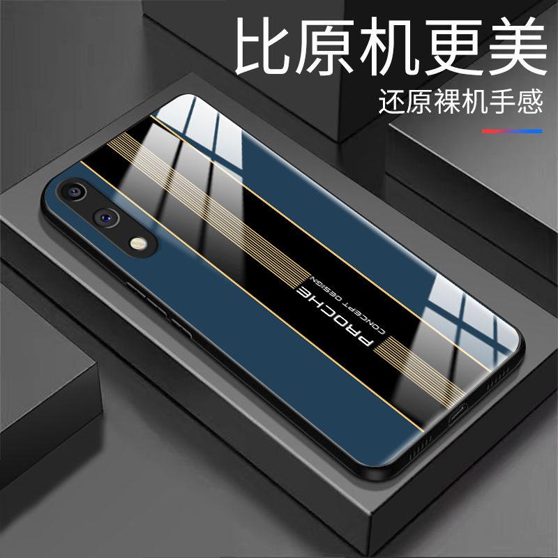 适用于荣耀9x手机壳HONOR9x宝蓝英文男防摔玻璃硬壳全包式