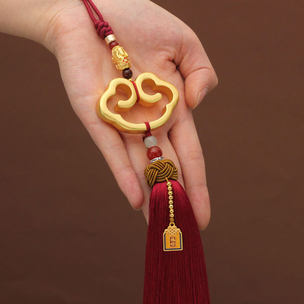 黄铜如意汽车挂件车内吊饰平安貔貅沙金车载后视镜装饰女士男高档