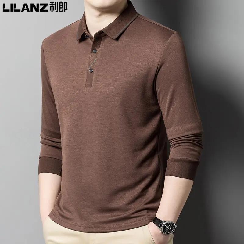 利郎男装季新品男士羊绒长袖T恤翻领商务休闲加厚羊毛打底POLO衫