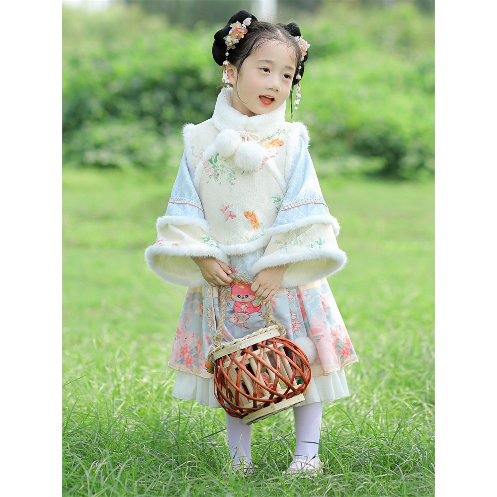 【清仓特价】儿童冬季新款中国风套裙女童国潮汉服拜年服宝宝加厚