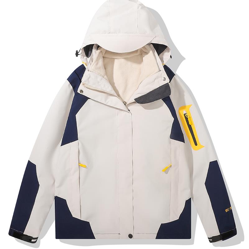 鸭鸭西藏旅游白色冲锋衣女三合一可拆卸进藏防风外套户外网红登山