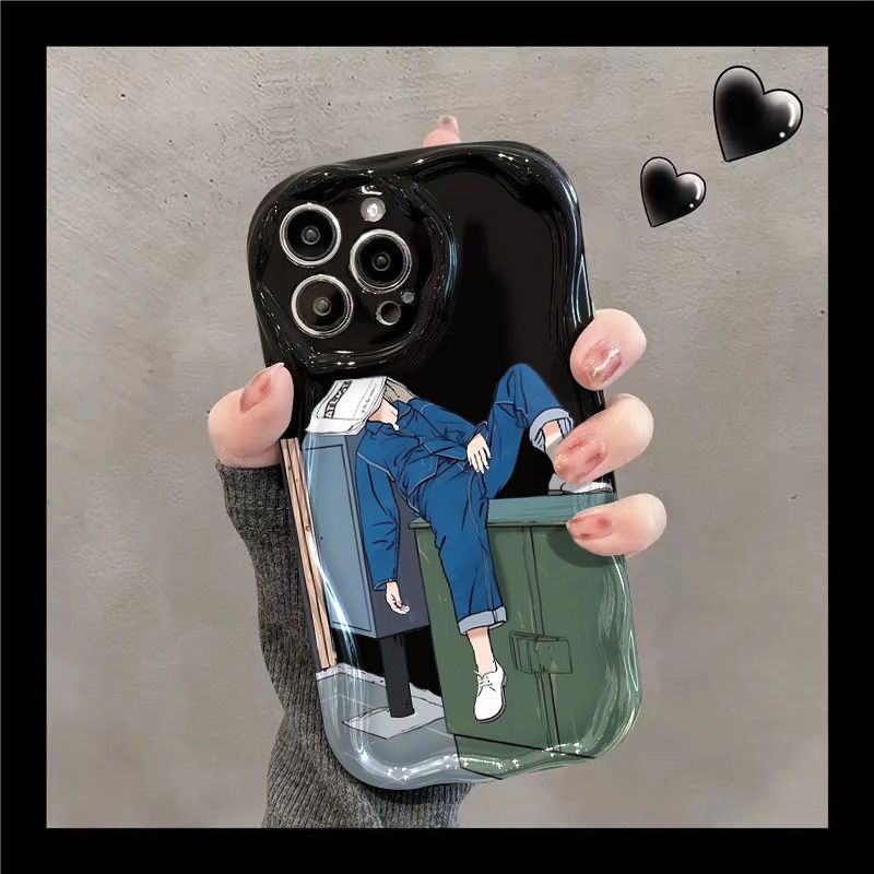慵懒少年适用苹果15/14手机壳11iphone13pro软12华为vivo小米oppo