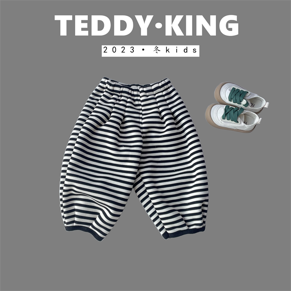 【工厂Teddy King】2023 中小童 韩版 新款  加绒条纹裤 X2331