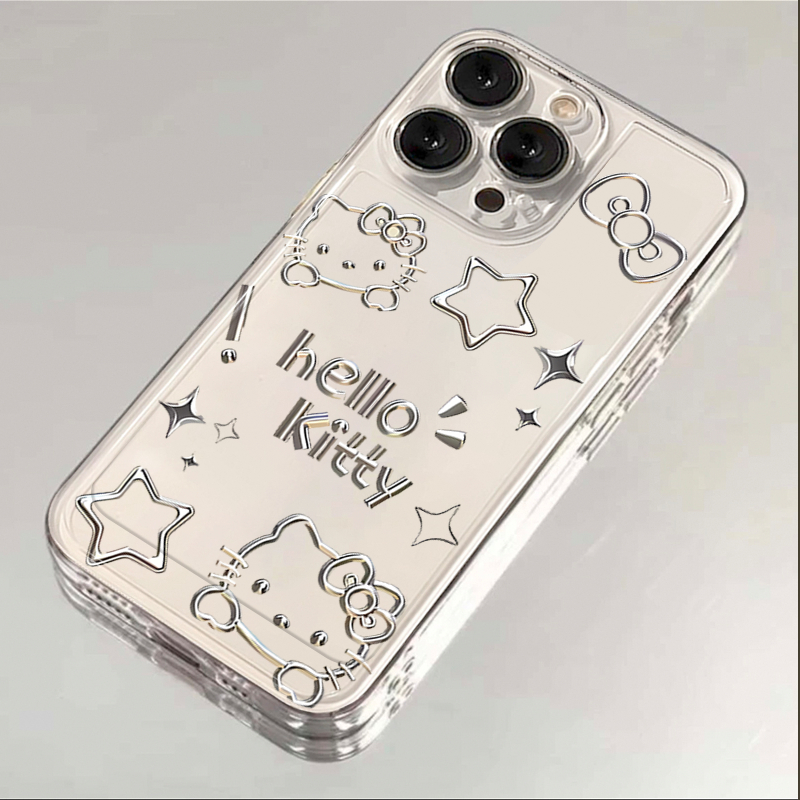 银色线条凯蒂猫苹果小米华为iPhone15/14promax手机壳13太空12软