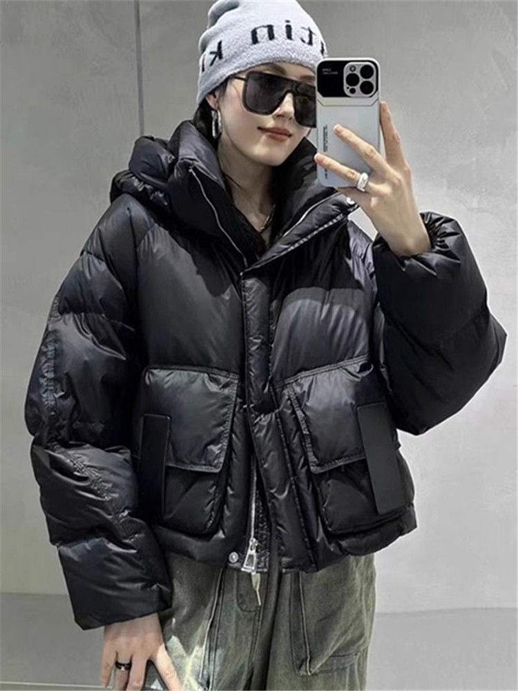 雅鹿新款连帽短款羽绒服女2023冬季新款加厚时尚白鸭绒保网红休闲